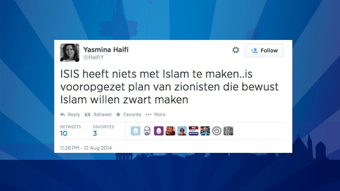 De gewraakte, inmiddels verwijderde tweet van Yasmina Haifi