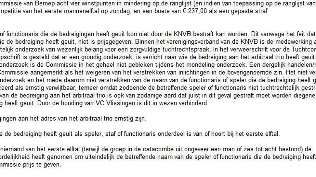 De toelichting van de KNVB op de straf voor voetbalclub Vlissingen