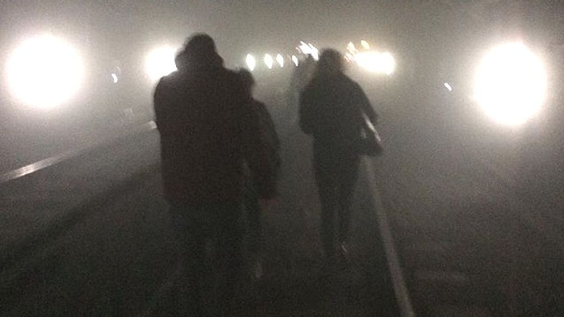 Beeld uit de metrotunnel na de aanslag in Brussel