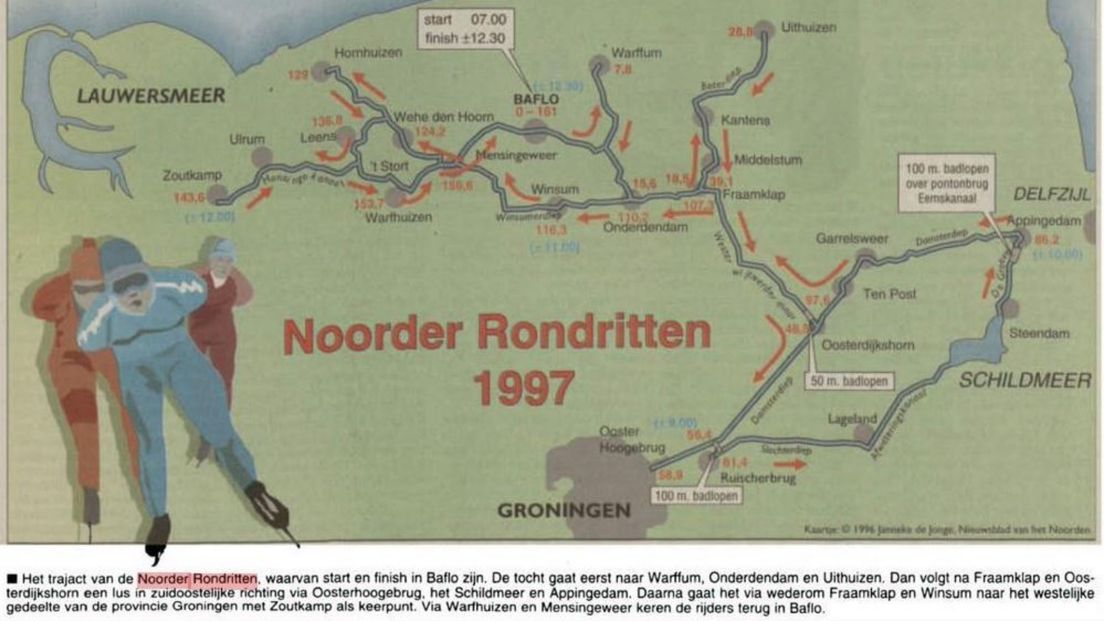 Route van de Noorder Rondritten in 1997