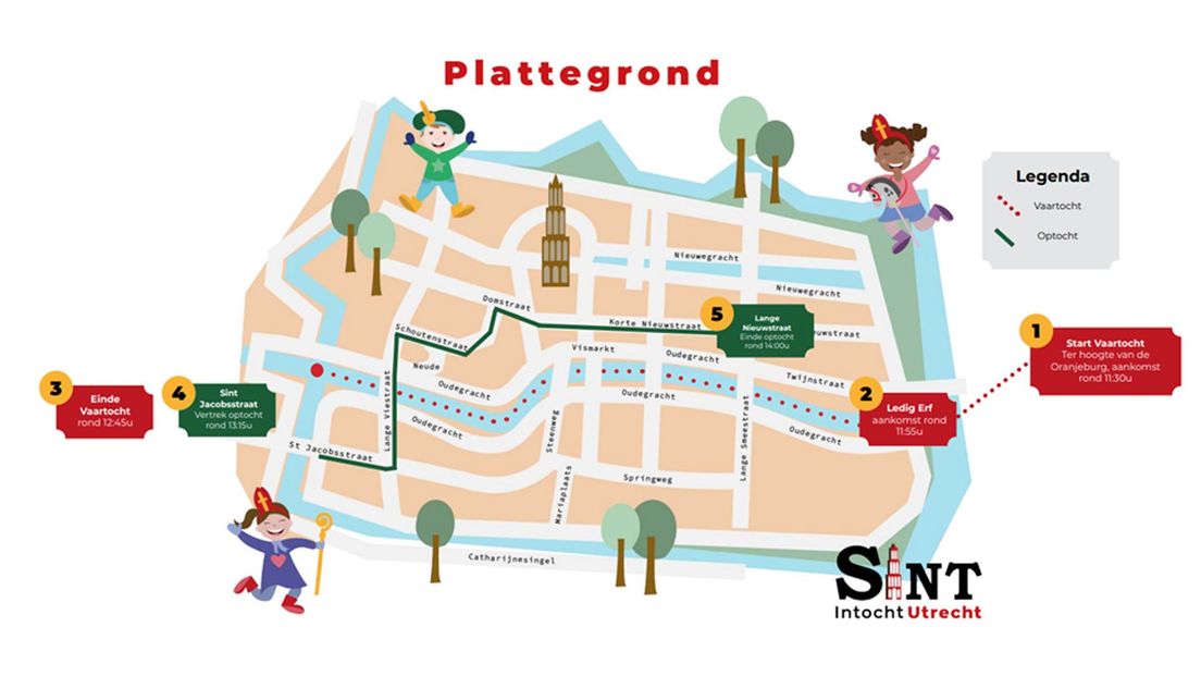De plattegrond van de intocht in Utrecht