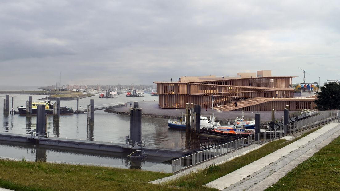 Het voorlopige ontwerp van het Werelderfgoedcentrum in Lauwersoog