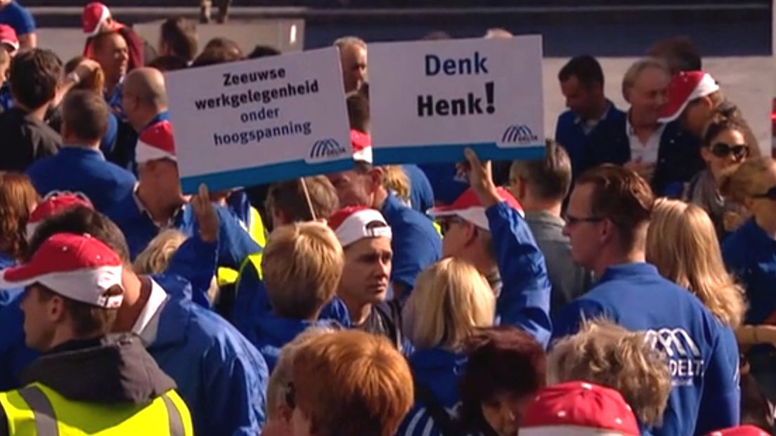 Personeel van Delta demonstreerde in 2015 in Den Haag tegen de dreigende splitsing