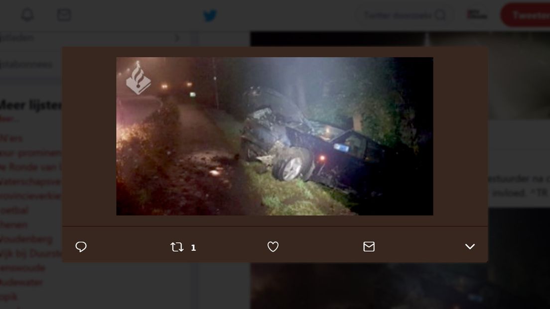 De politie plaatste een foto van het ongeluk op Twitter.